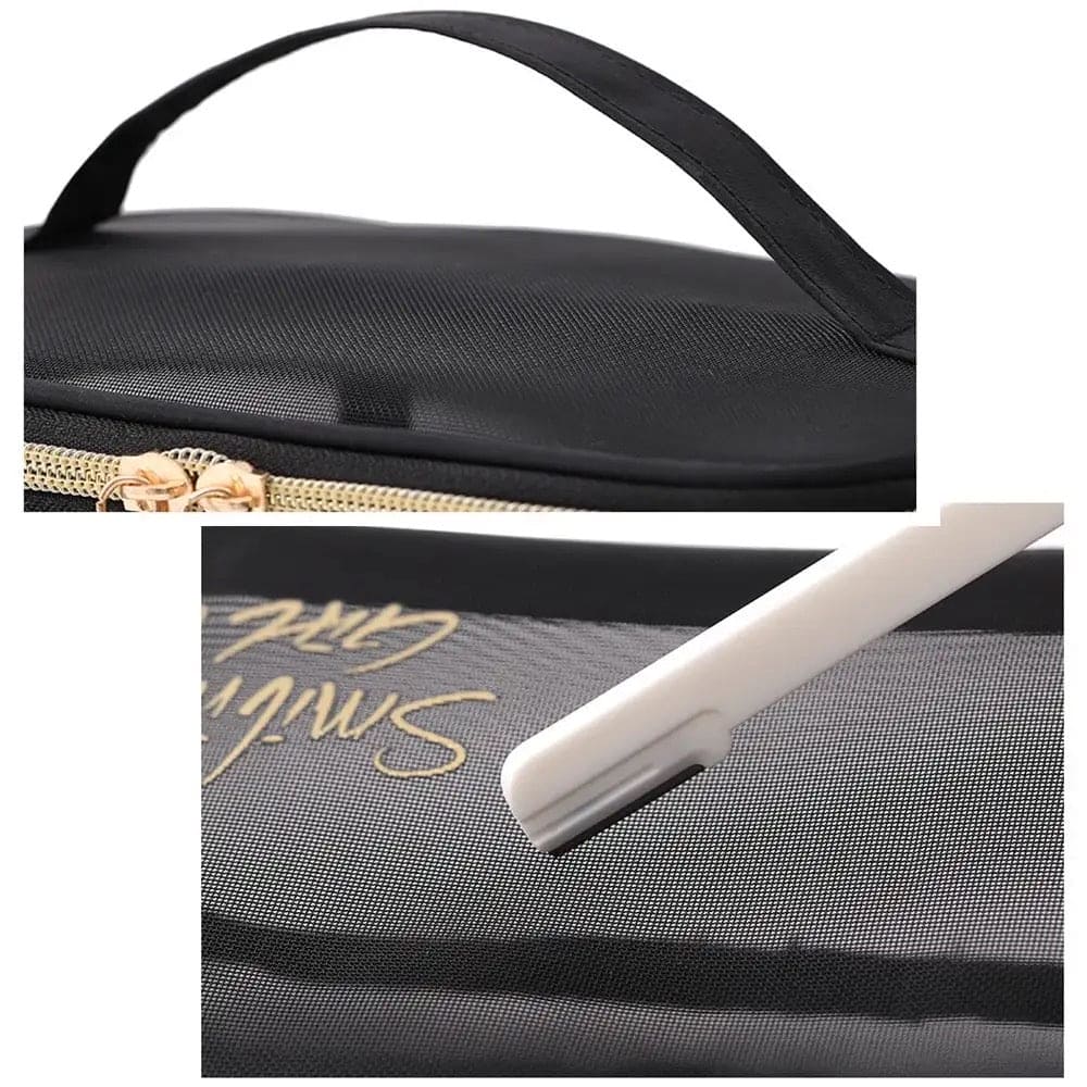 Black Mesh Cosmetic Bag, Transparent Travel Zipper Pouch, Women Beauty Case, Smiling Girl Cosmetic Bag, Travel Storage Bag, Toiletry Bags Makeup Pouch, Fashion Makeup Small Pouch For Women, Multifunctional Large Capacity Toiletry Hand Bag Black Mesh Cosmetic Bag, Transparent Travel Zipper Pouch, Women Beauty Case, Smiling Girl Cosmetic Bag, Travel Storage Bag, Toiletry Bags Makeup Pouch, Fashion Makeup Small Pouch For Women, Multifunctional Large Capacity Toiletry Hand Bag